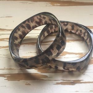 Set of sparkle leopard bangles